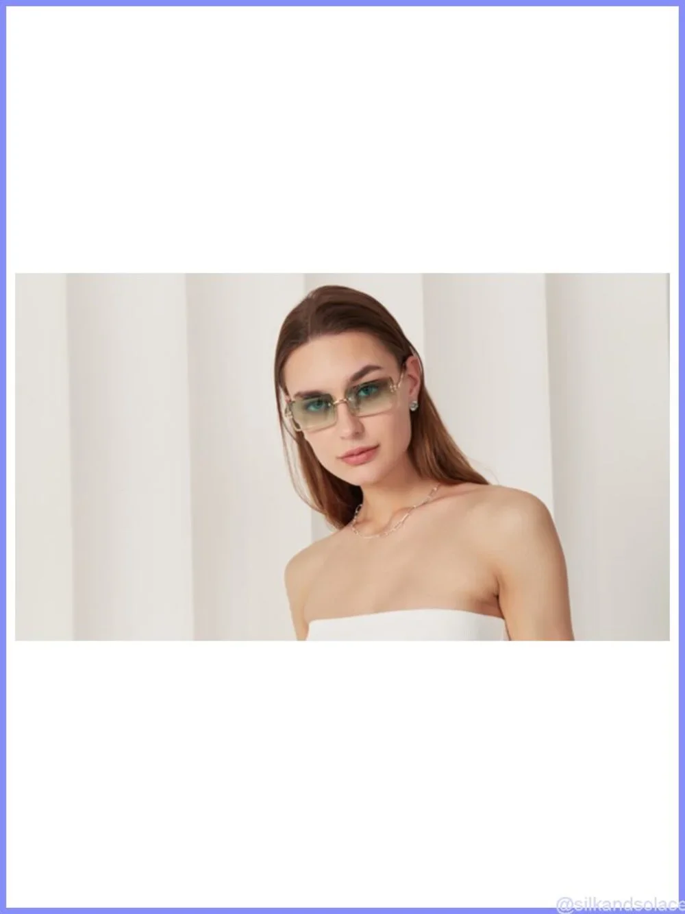 Rimless Square Metal Frame Sunglasses Retro UV400 Lightweight Unisex